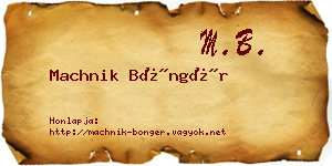Machnik Böngér névjegykártya